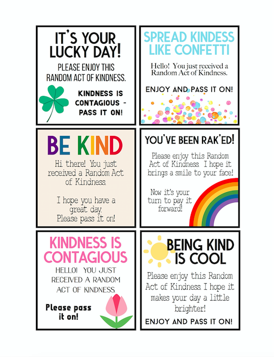 Random Acts of Kindness Tags Free Download