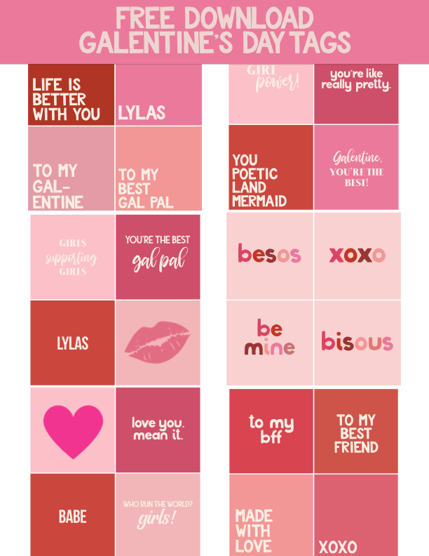 FREE DOWNLOAD: Galentine’s Day Tags